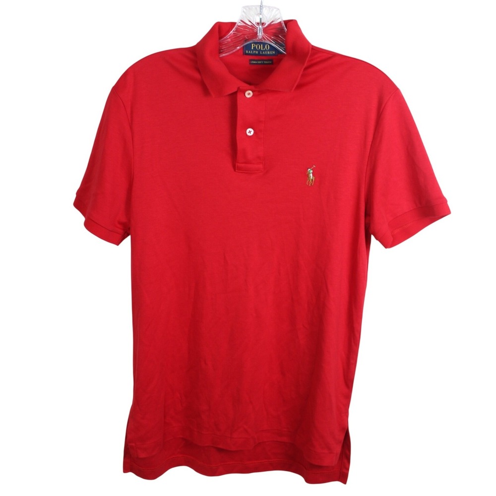 Polo Ralph Lauren Mens Red Pima Soft Touch Cotton Short Sleeve Polo Shirt Small
